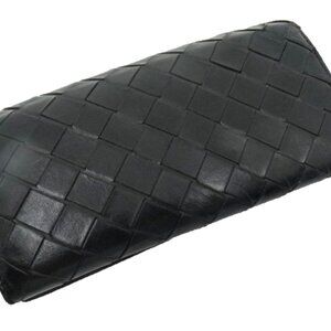 BOTTEGA VENETA Black Intrecciato Bi-fold Wallet w/Box 7.5" x 4" x 1" Excellent!